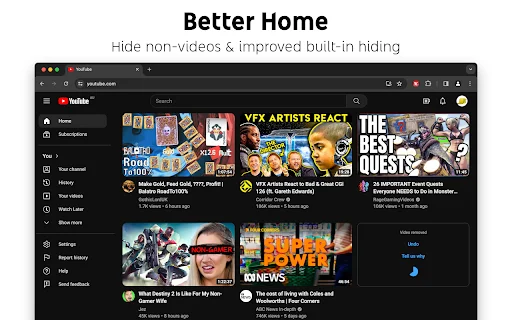 Control Panel for YouTube: Personalize seu YouTube Agora - Screenshot 4